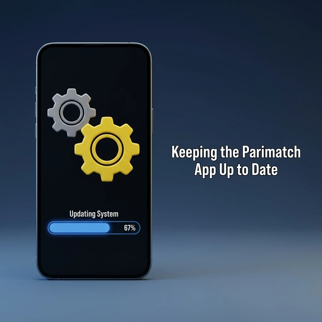 Parimatch app update on a smartphone showing latest version with security and performance improvements