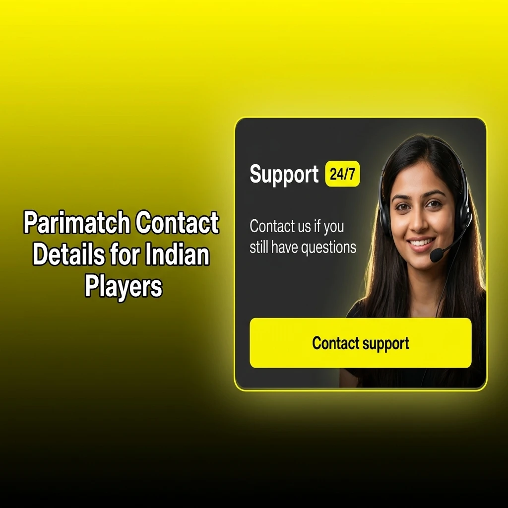 Parimatch contact details for Indian players showing live chat, email, Telegram, and Help Centre support options