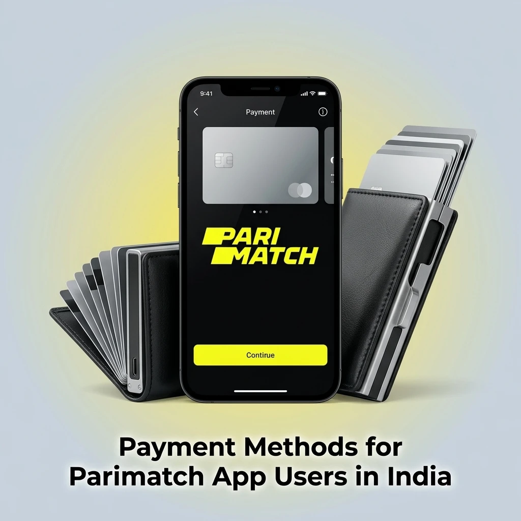 Parimatch app India payment methods including UPI, Net Banking, cards, and crypto with INR deposits from ₹300